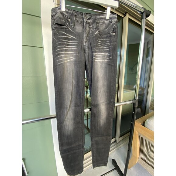 Vintage BEBE Y2K Rock Denim Jeans Grayish Black Size 26 Made in USA - Picture 1 of 5